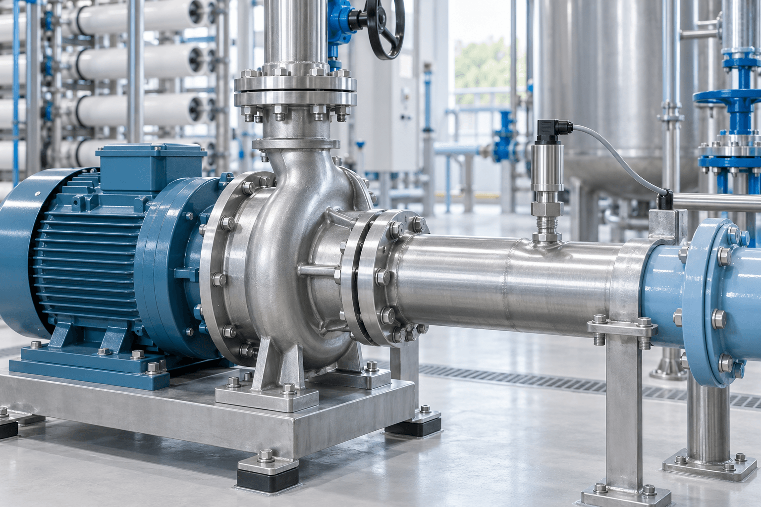 Ceramic pressure sensor used for pressure monitoring in a water treatment pump system